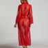 Lång kimono Allover Lace, Röd