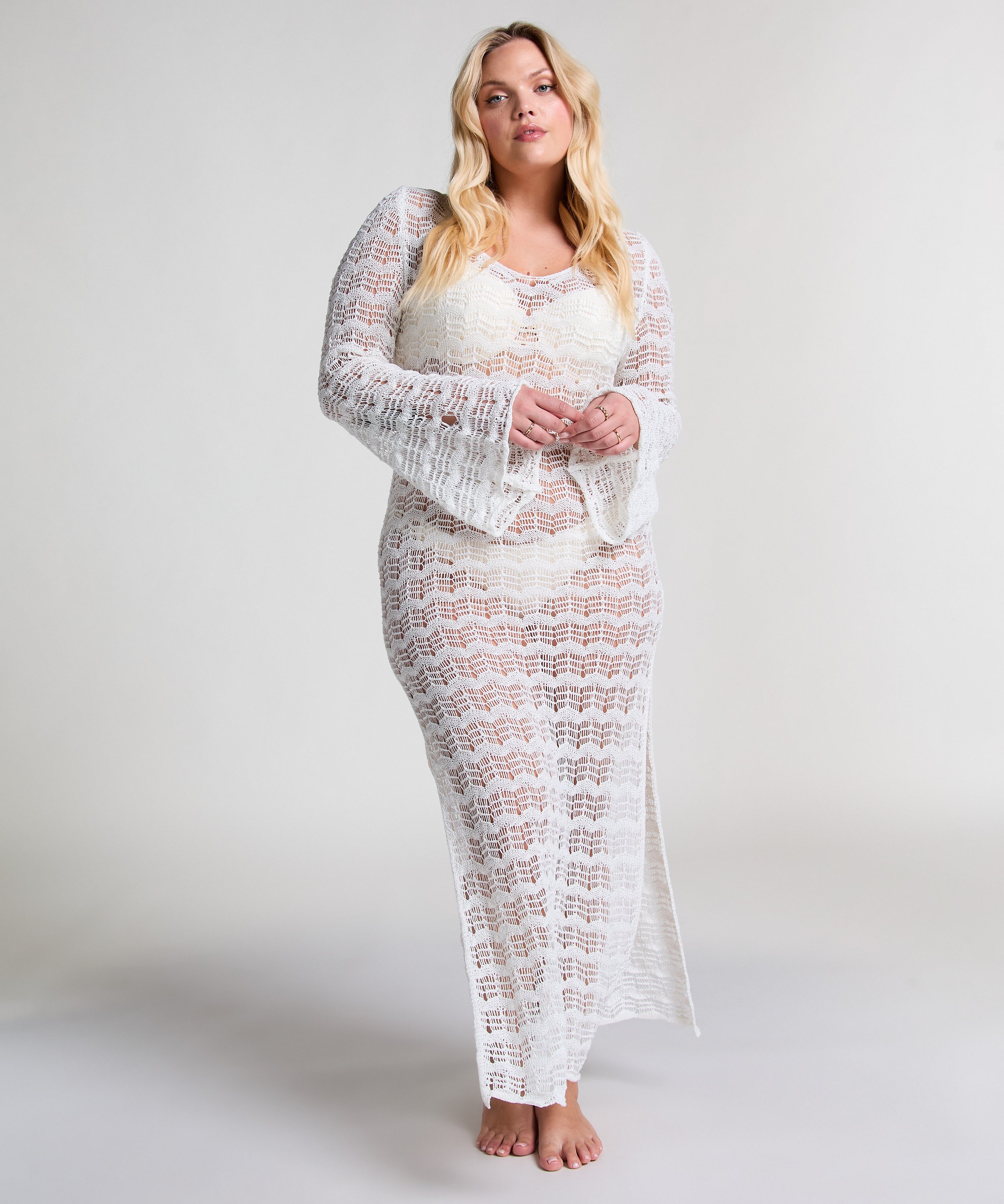 Maxiklänning Crochet, Vit, main