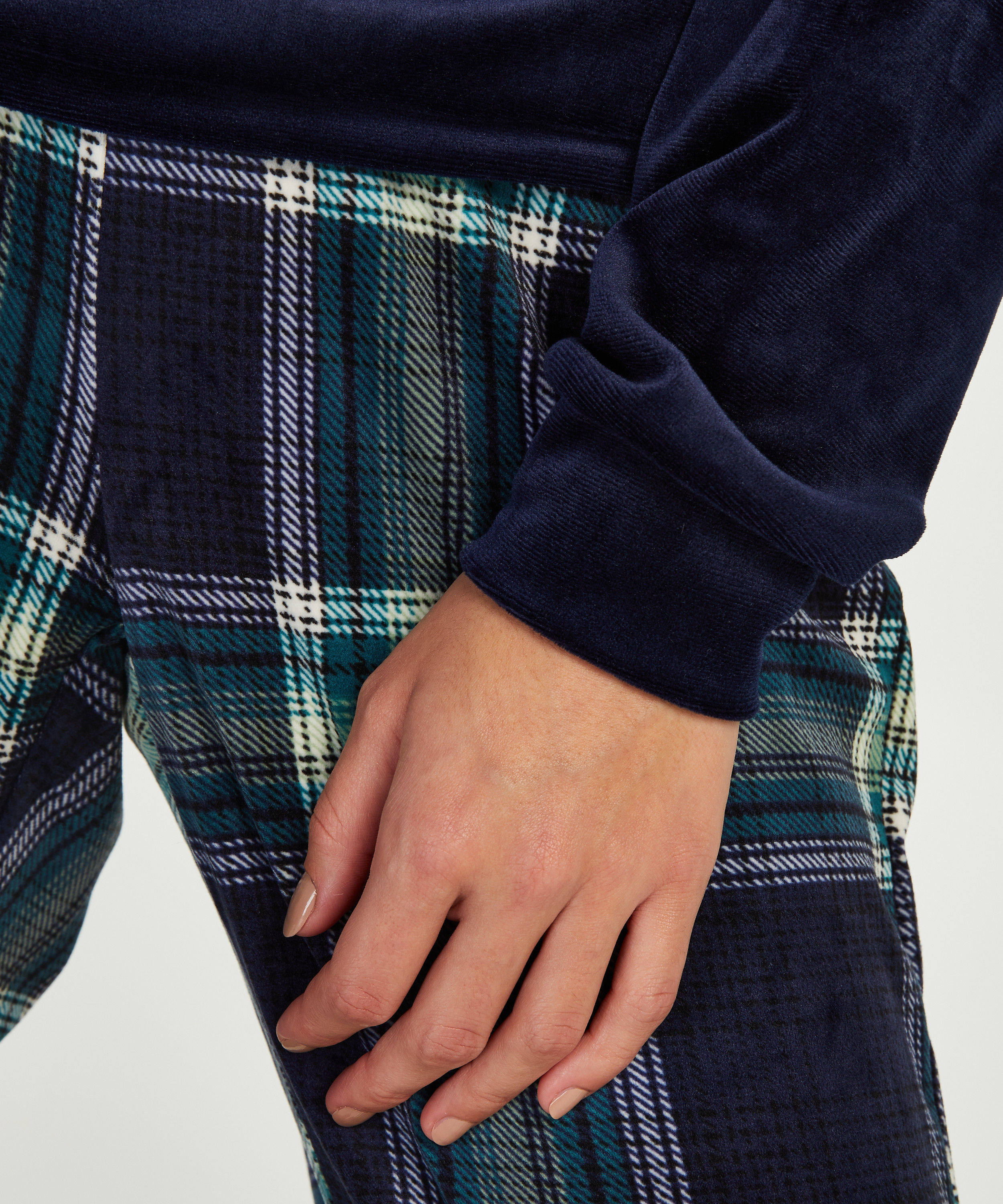 Pyjamasset i sammet, grön, main