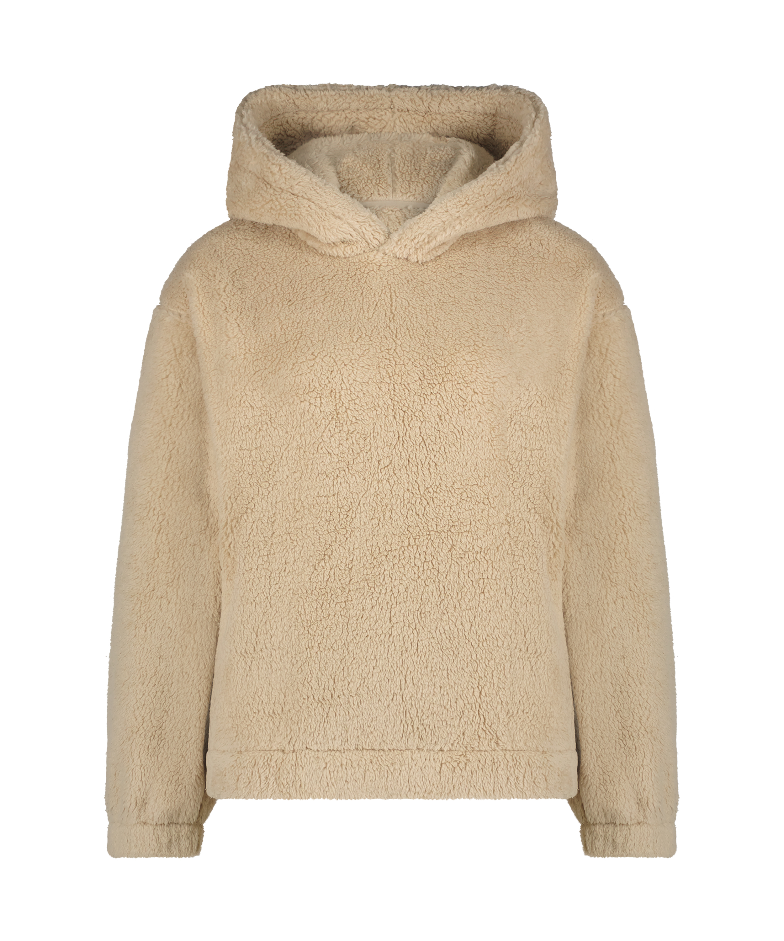 Mysig hoodie i fleece, Beige, main