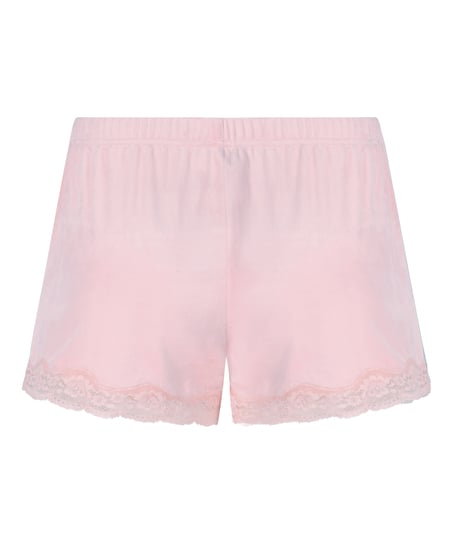 Velour- och spetsshort, Rosa