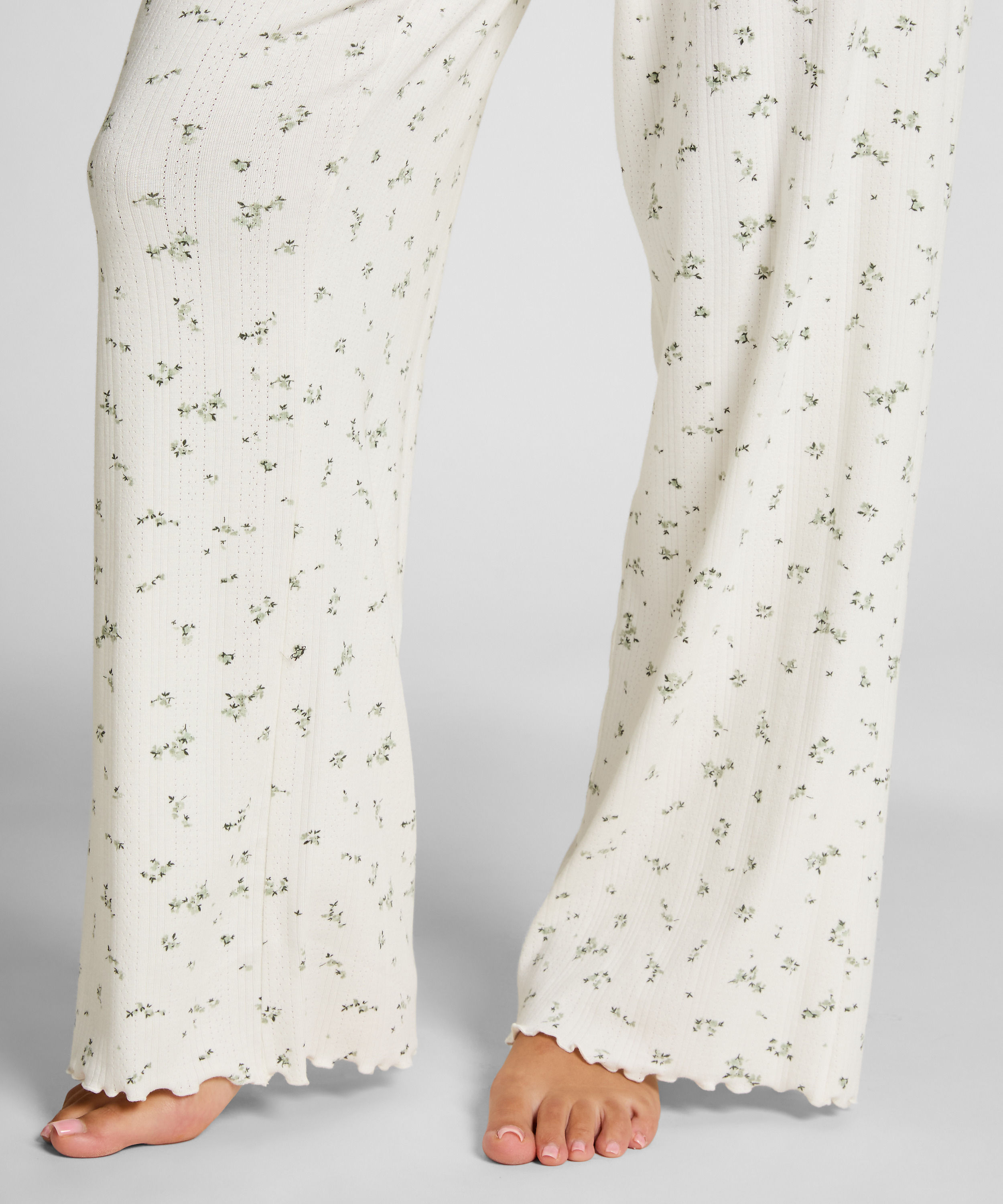 Pyjama Pant Loose Pointelle, Vit, main