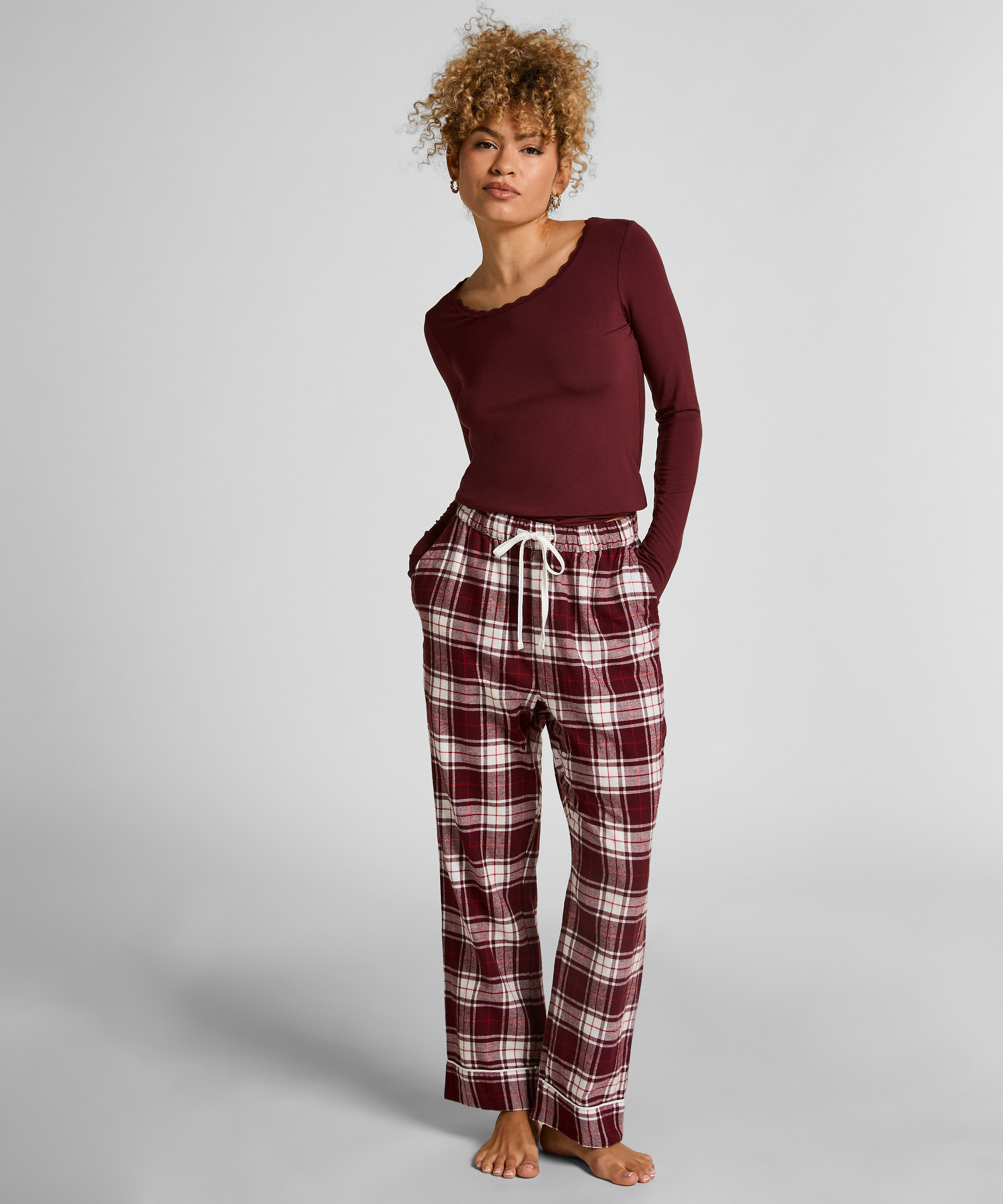 Pyjamasbyxori flanell, Lila, main