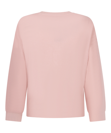 Top Waffle Henley, Rosa