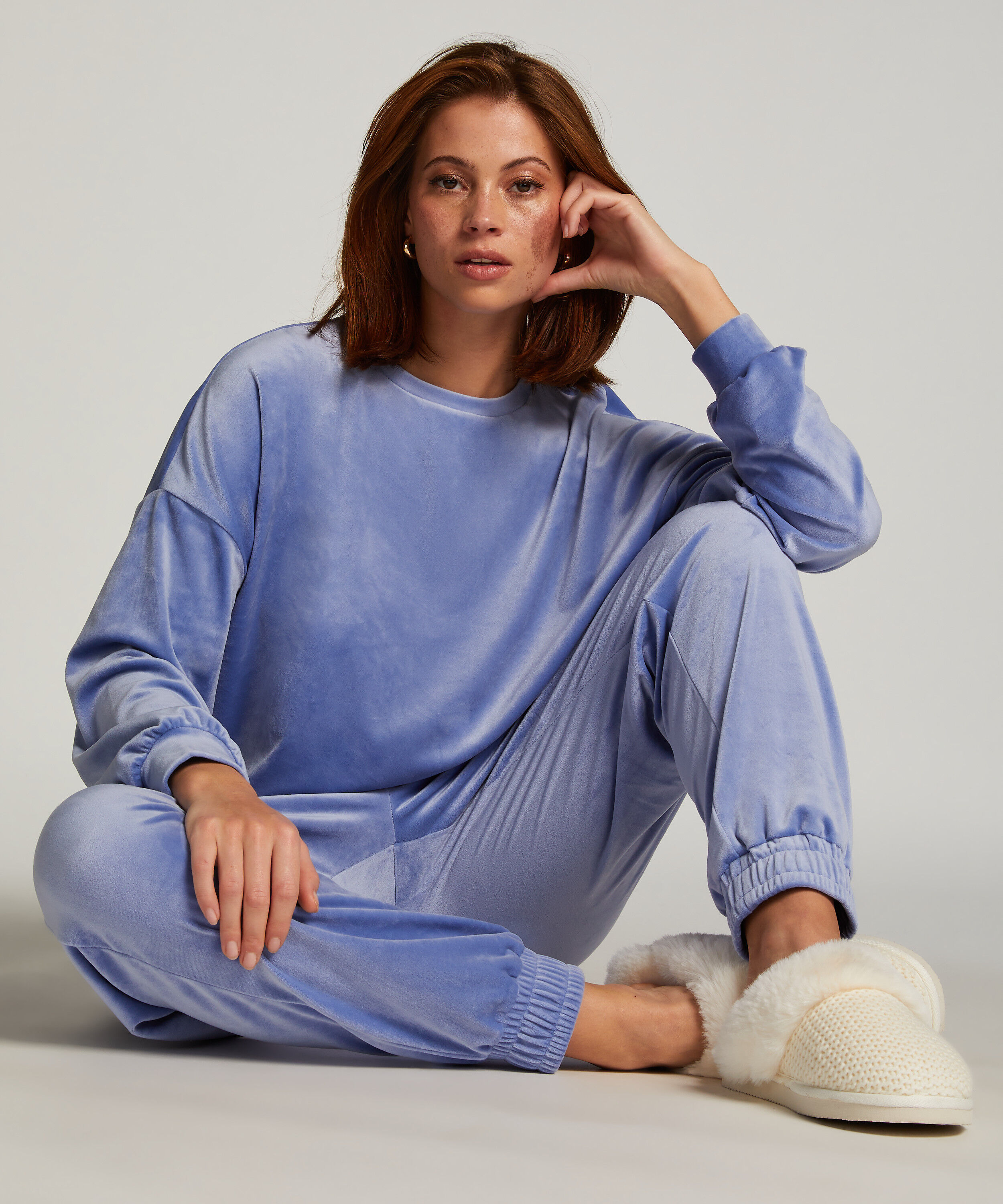 Joggingbyxor Velour, Bl&aring;