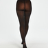 70 Denier Ribbed lurex-tights, Svart