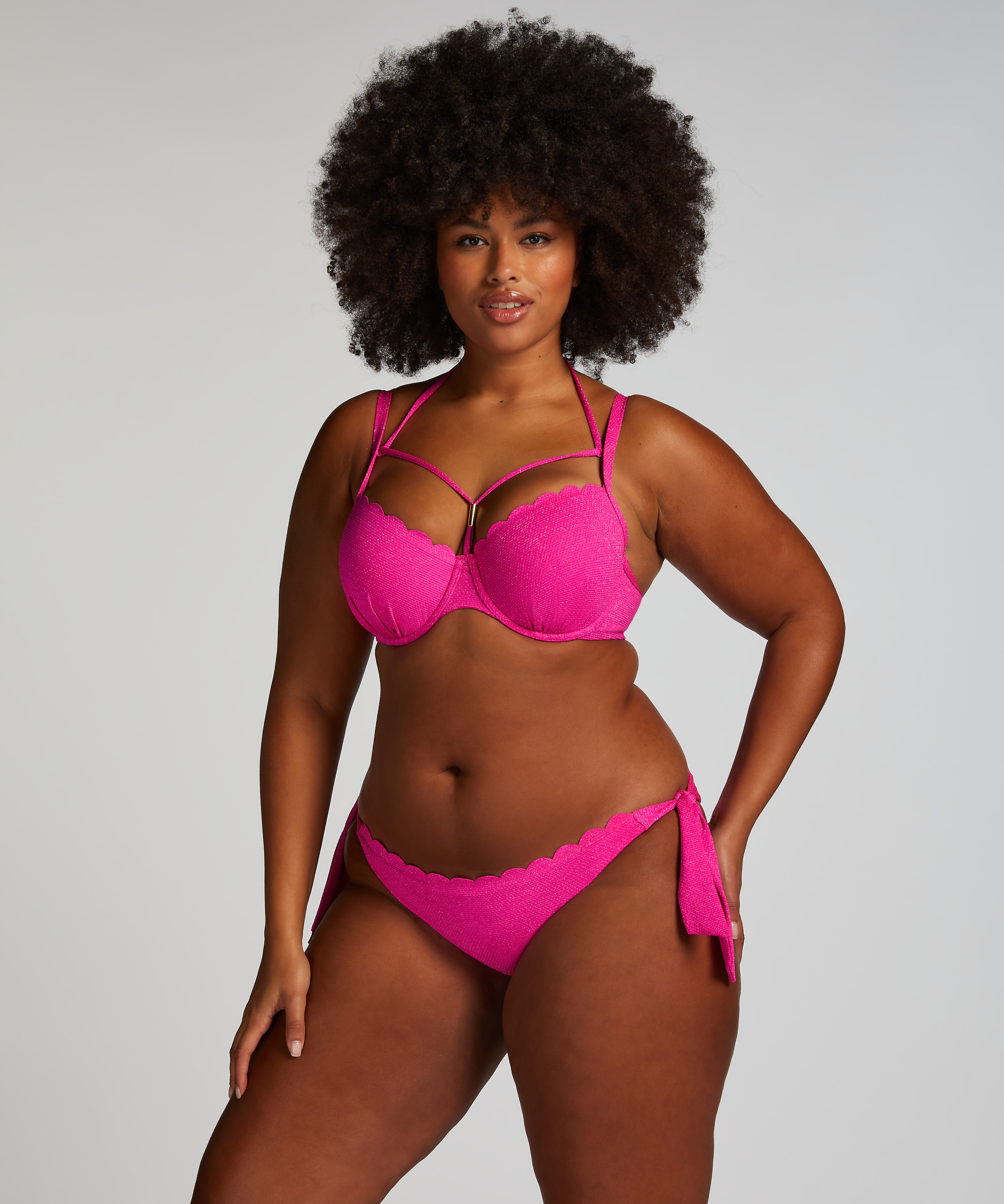 Bikiniöverdel Scallop Lurex, Rosa, main