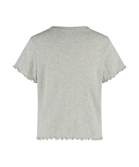 Kortärmad pyjamastopp Loose Fit, Beige