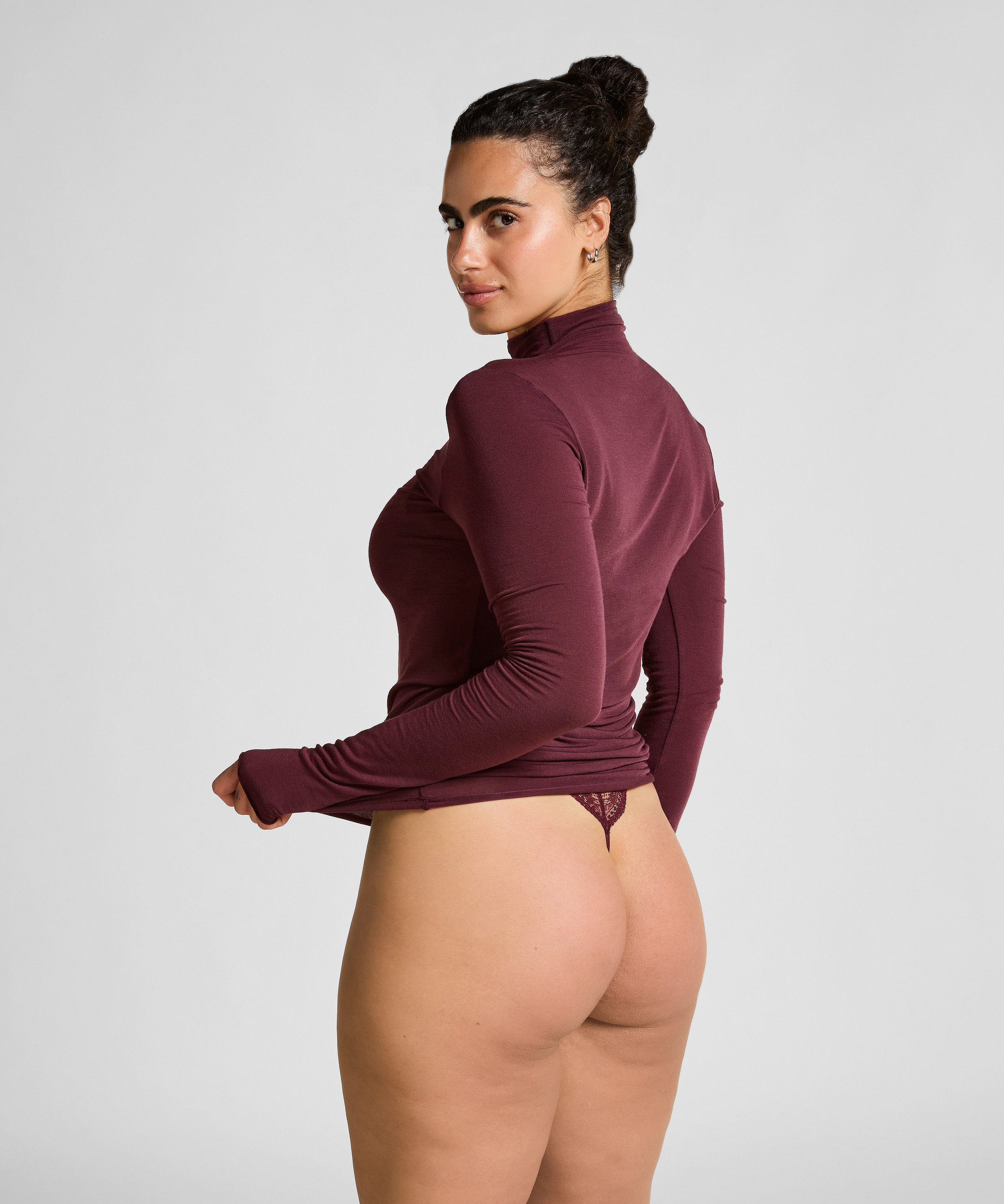 super soft cashmereblandad-topp med polokrage, Lila, main