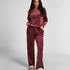 Pyjamasbyxor i velour, Röd