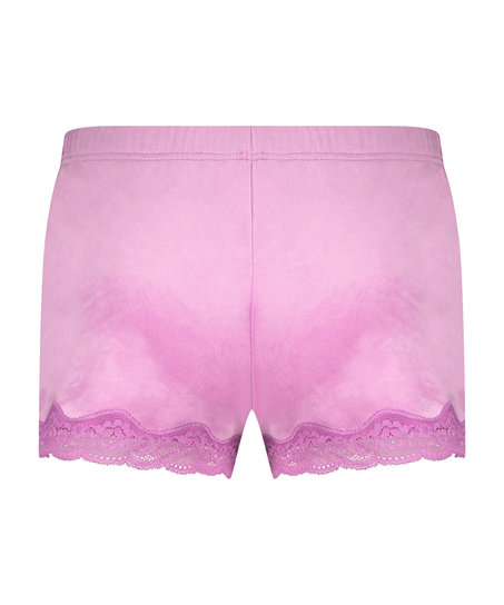 Shorts i sammet och spets, Rosa