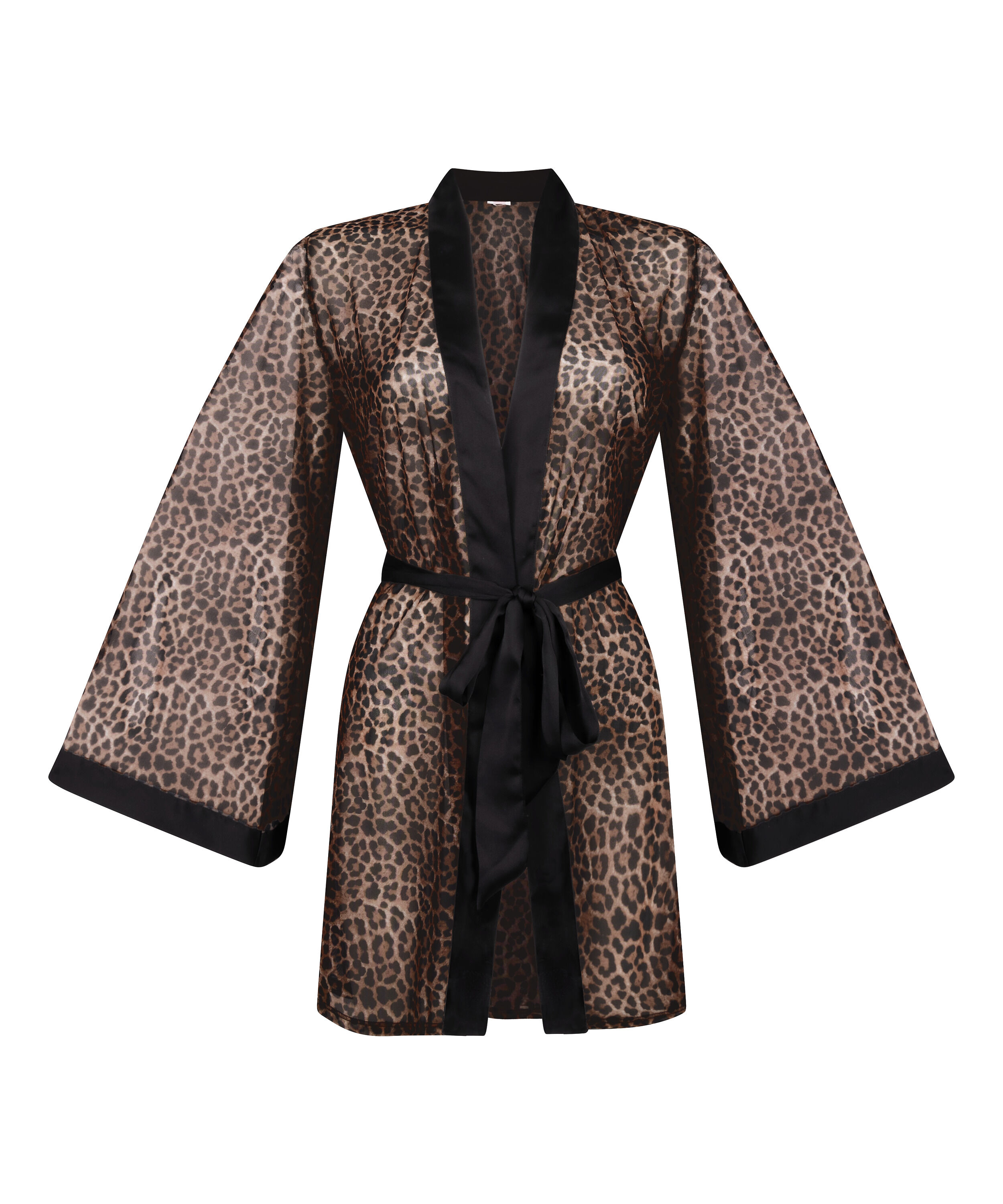 Kimono i leopard-mesh, Svart