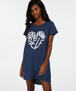 Nattlinne med rund halsringning, bl&aring;