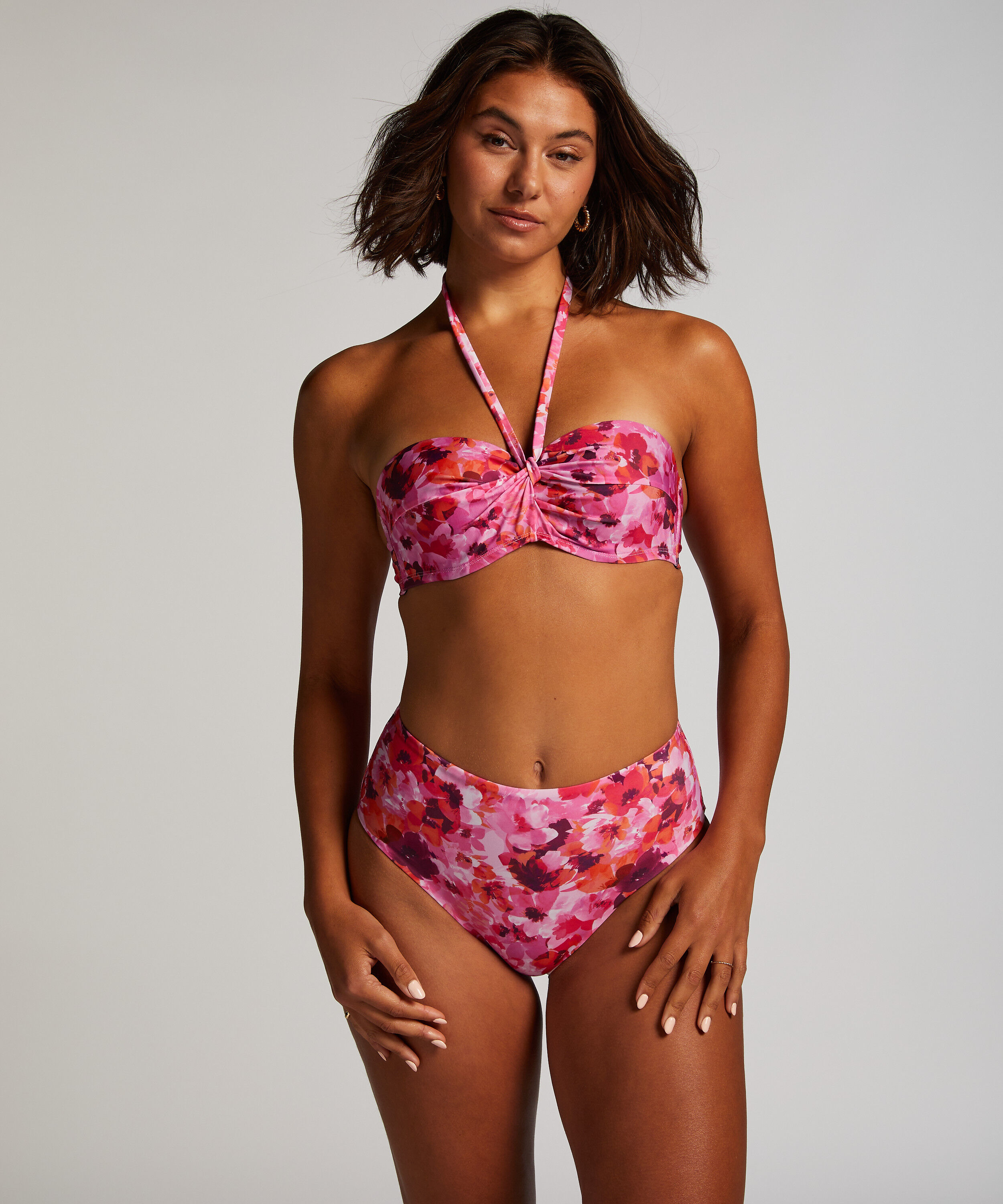 Bikini&ouml;verdel Floral Storlek E +, Rosa