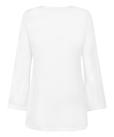 Långärmad strandklänning med ringar, Vit