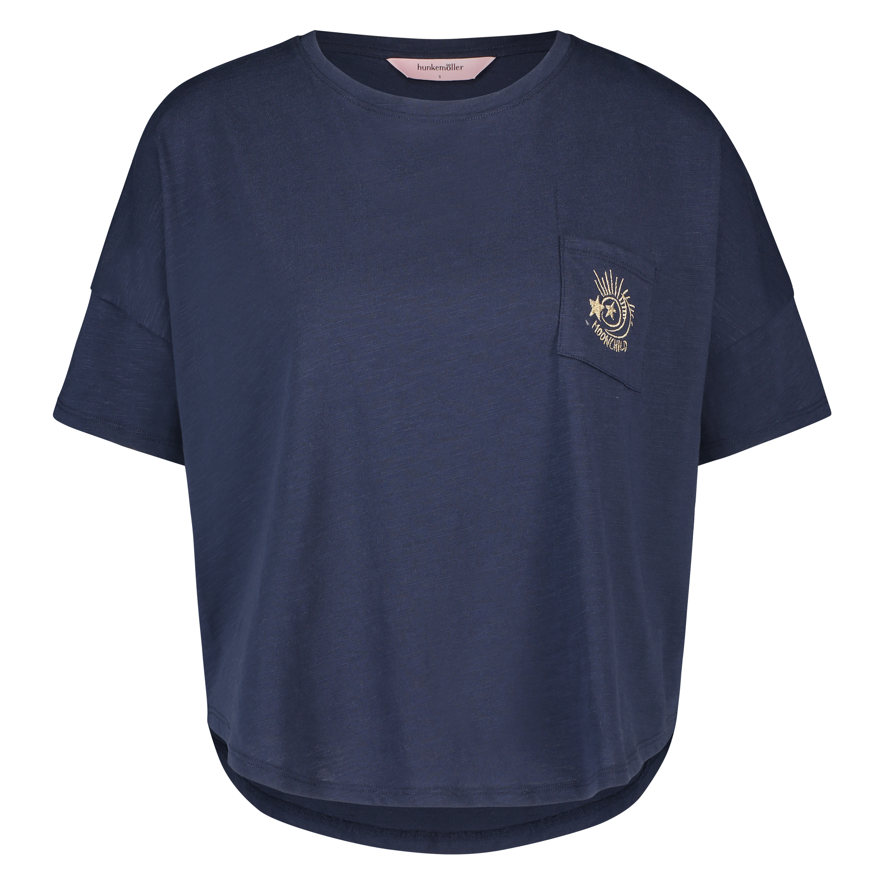 Kortärmad pyjamastopp Loose Fit, Blå, main