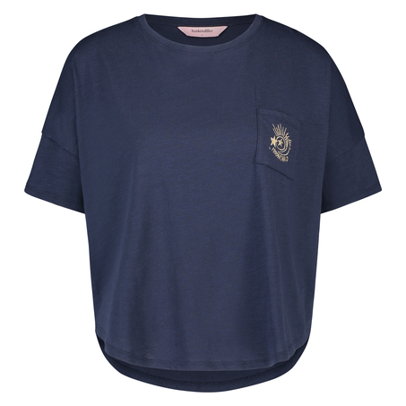 Kortärmad pyjamastopp Loose Fit, Blå