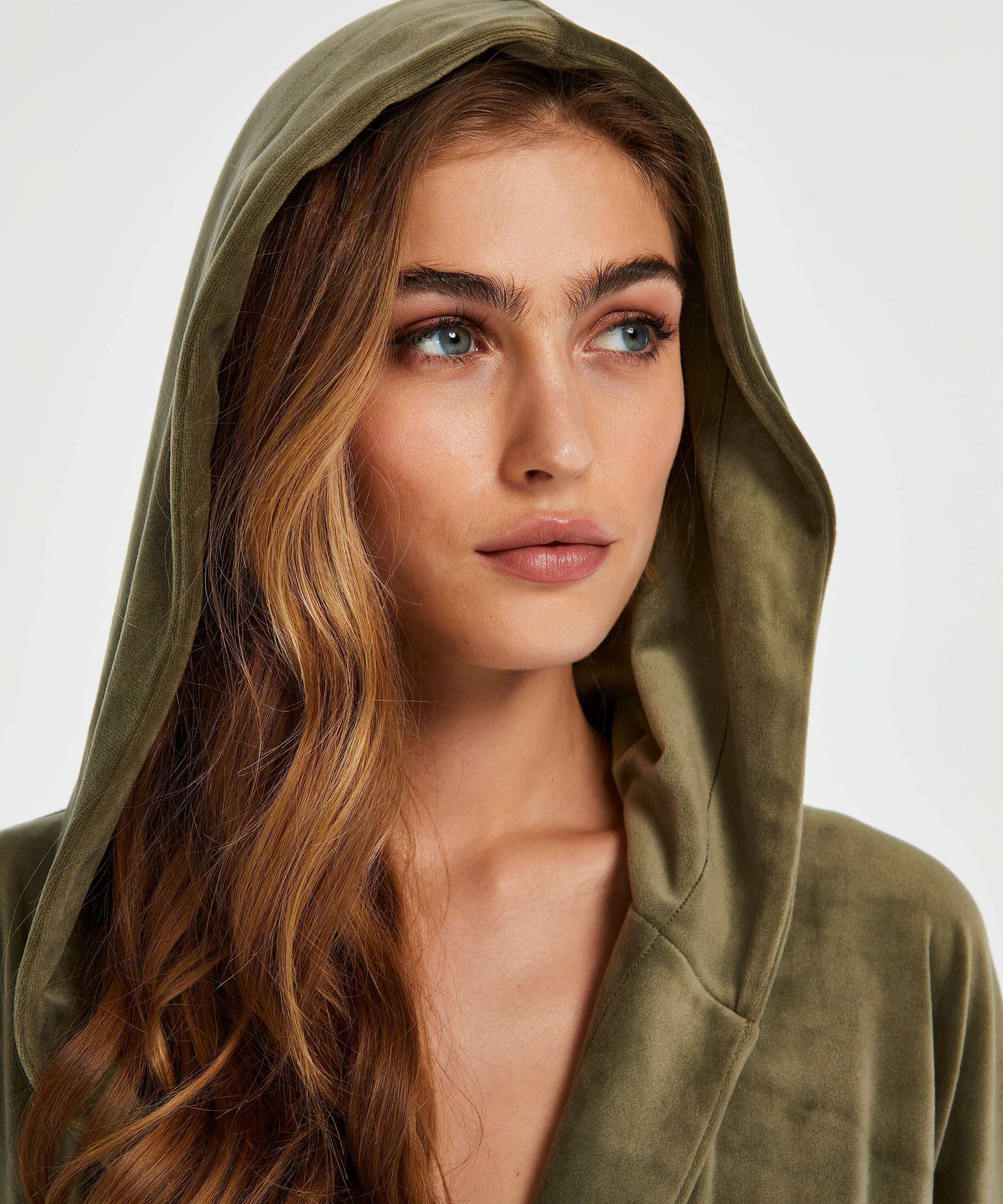 Kort badrock i velours, gr&ouml;n, main