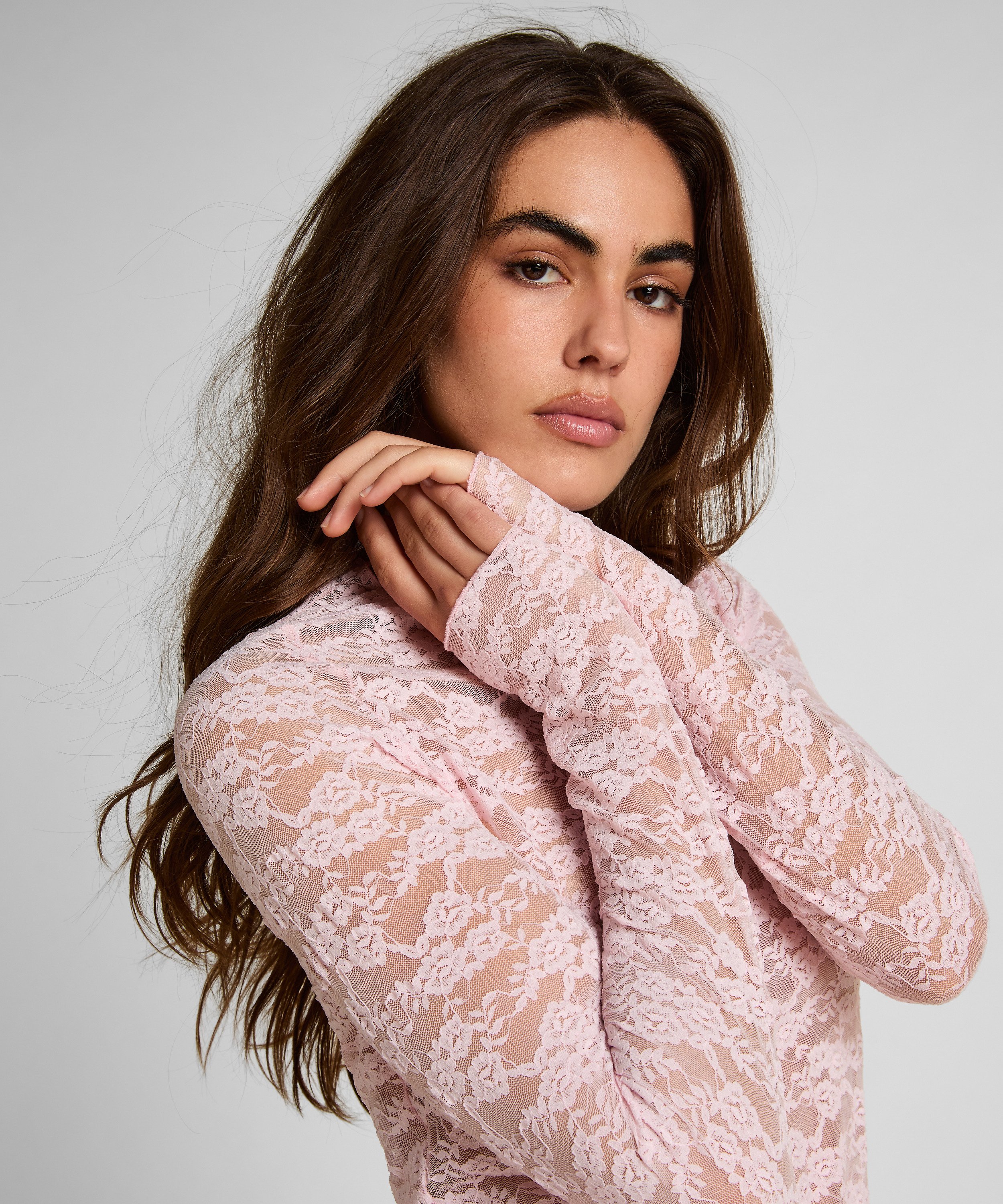 Topp i helt&auml;ckande spets, Rosa, main