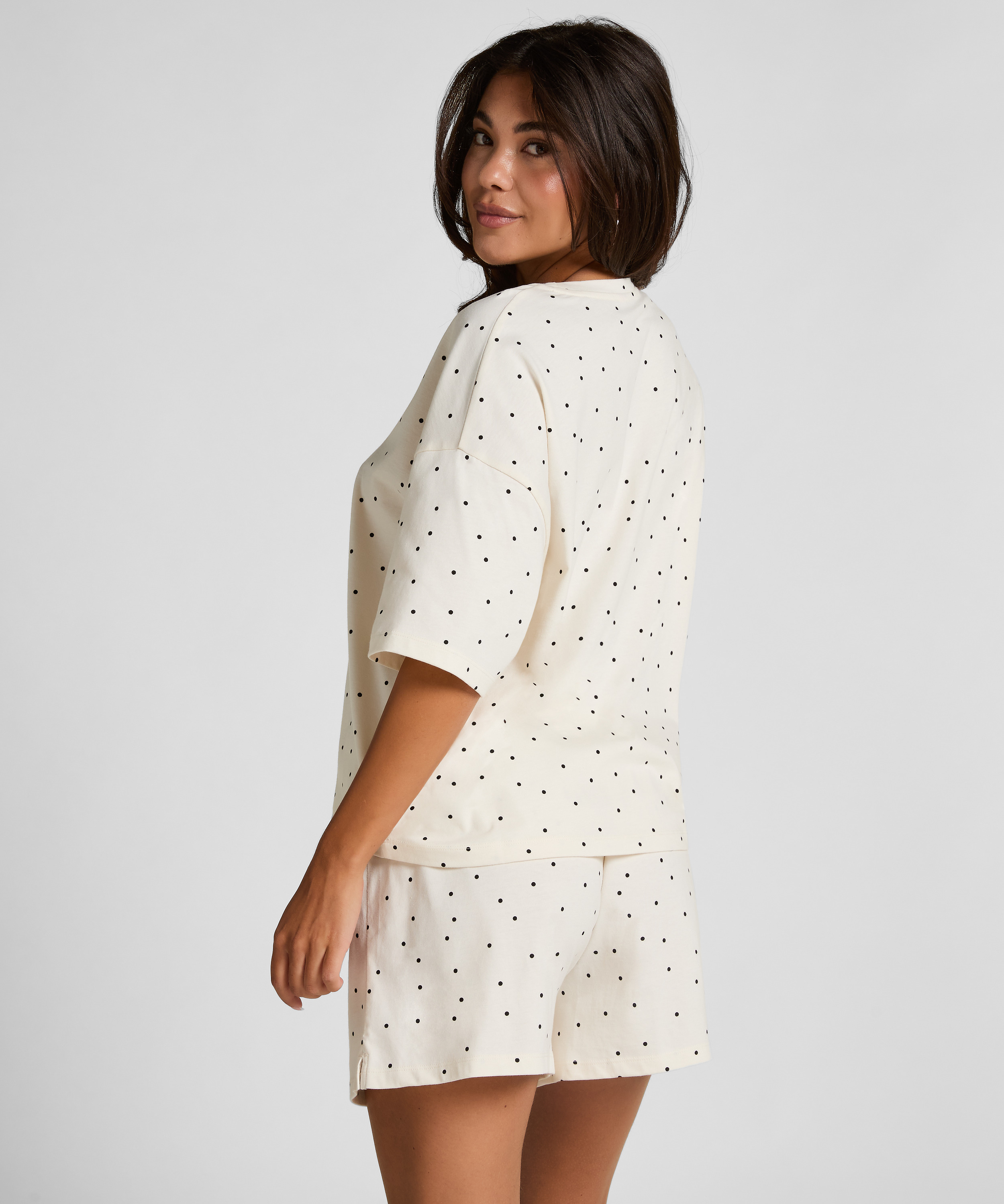 Pyjama Set Cotton Jersey Short, Vit, main