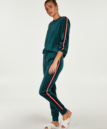 Topp Velour Stripe, Grön