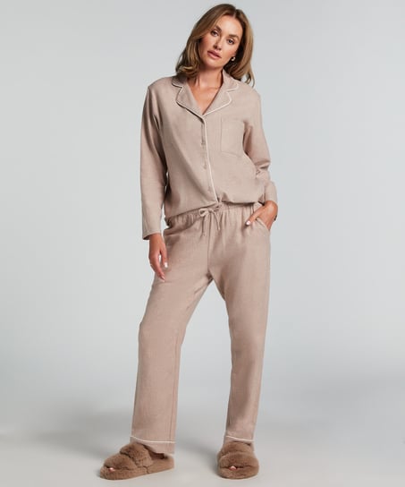Pyjamasbyxori flanell, Beige