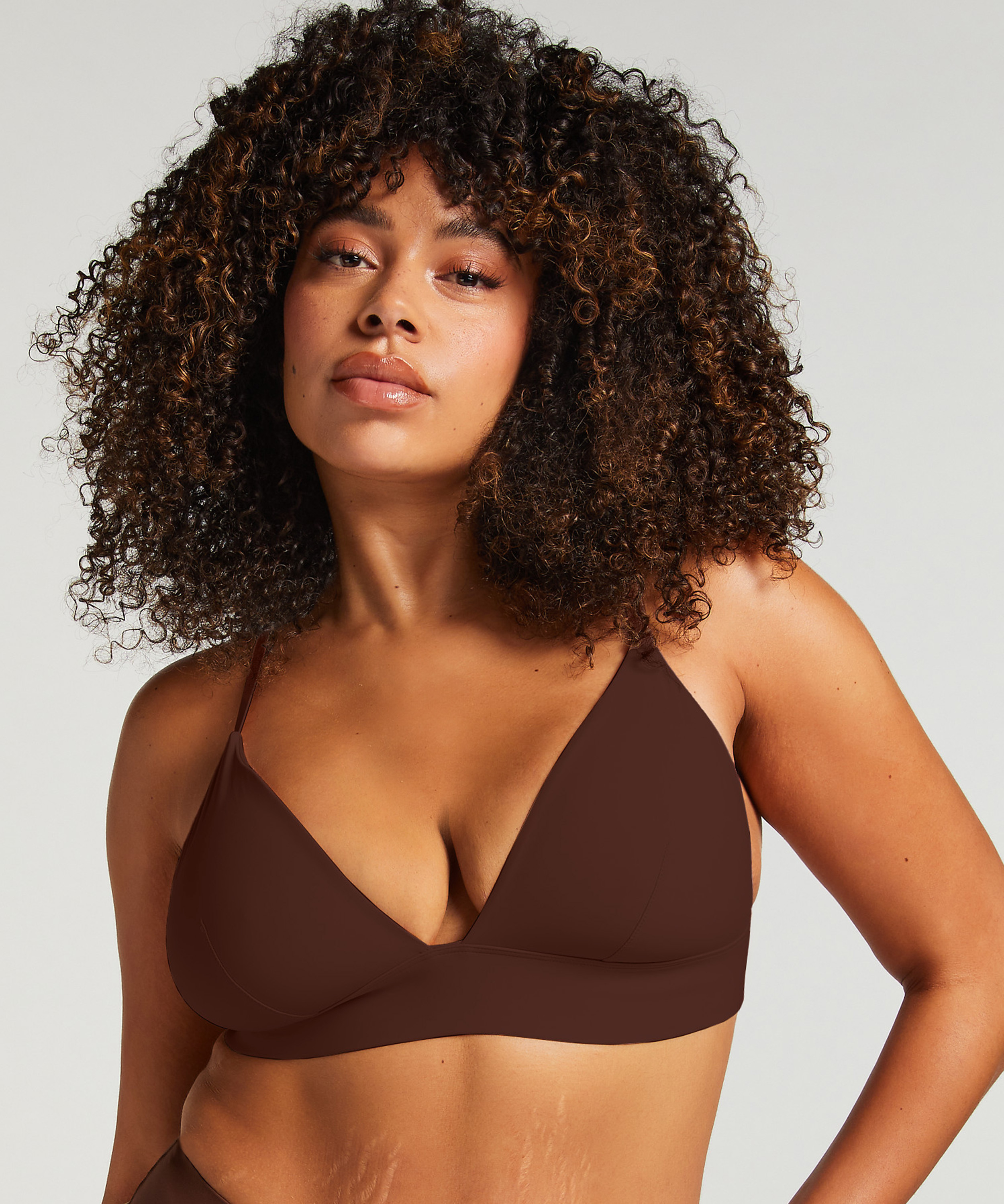 Triangel Bralette Smooth, Brun, main