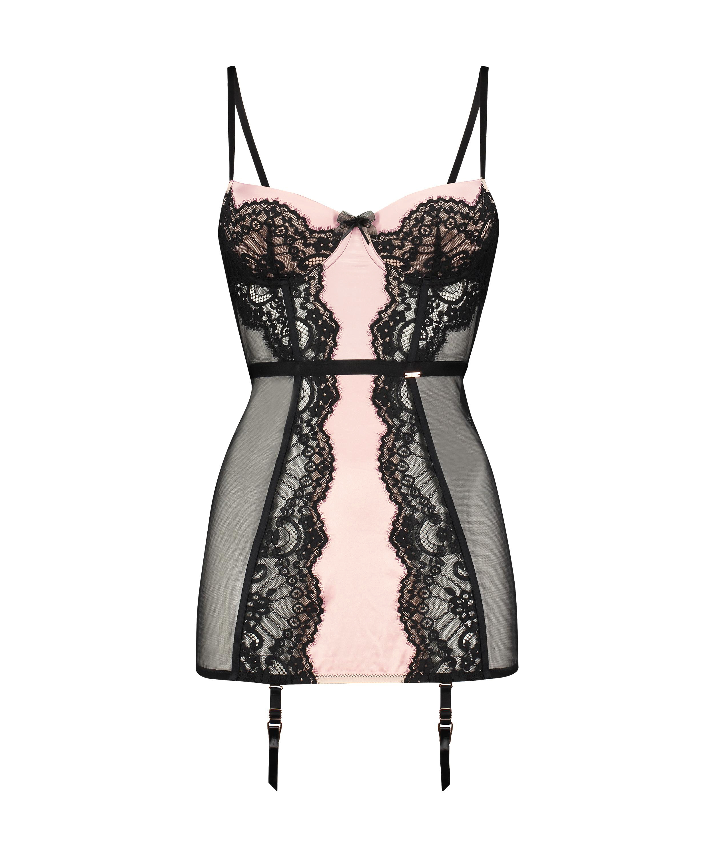 Amelia vadderad pådragbar klänning med bygel, Svart, main