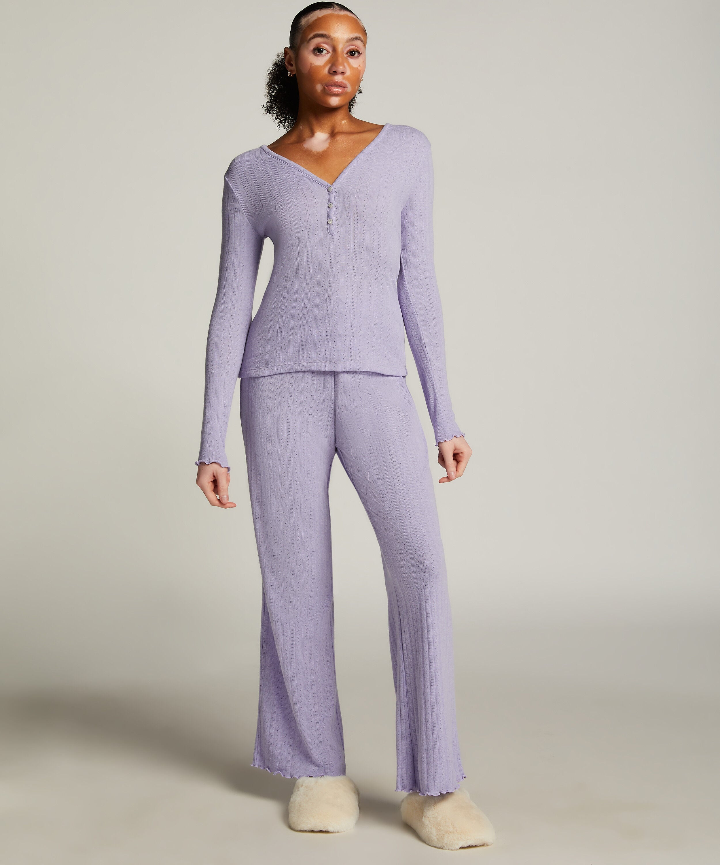 Pyjamasbyxa Pointelle, Lila