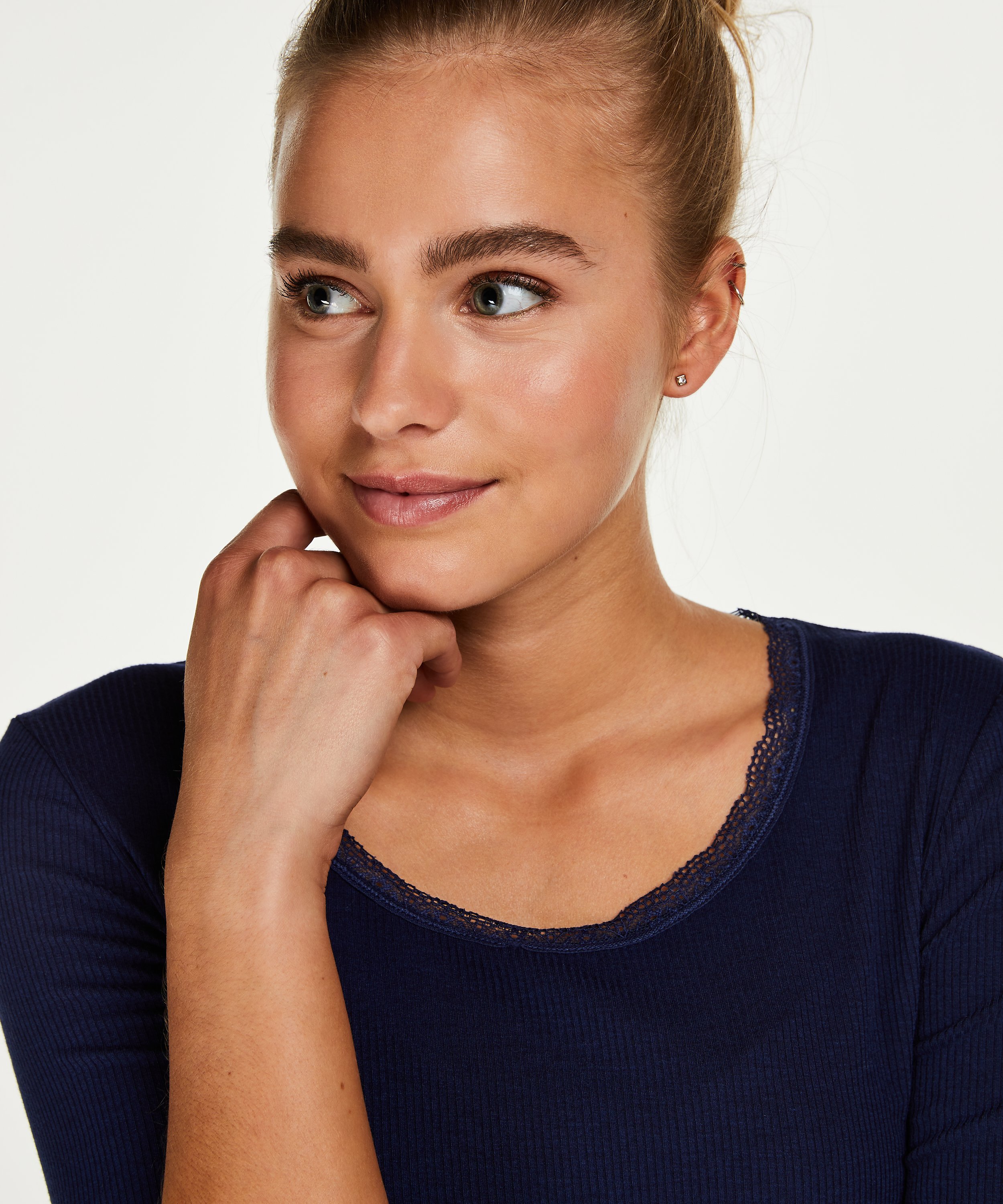 Topp LS Rib R-neck, Blå, main