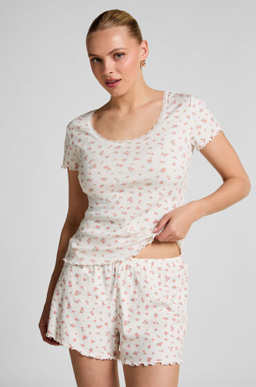 Hunkemöller Ribbstickade pyjamasshorts Vit