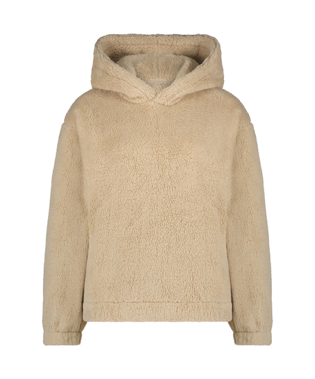 Mysig hoodie i fleece, Beige