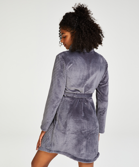 Badrock i fleece med dragkedja, Grå