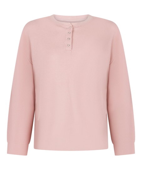 Top Waffle Henley, Rosa