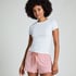 Jersy-shorts med volanger, Rosa