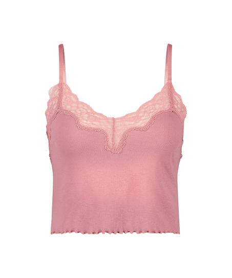 Cami rib lace Mia HKM x NA-KD, Rosa