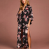Bloom satin-kimono, Svart