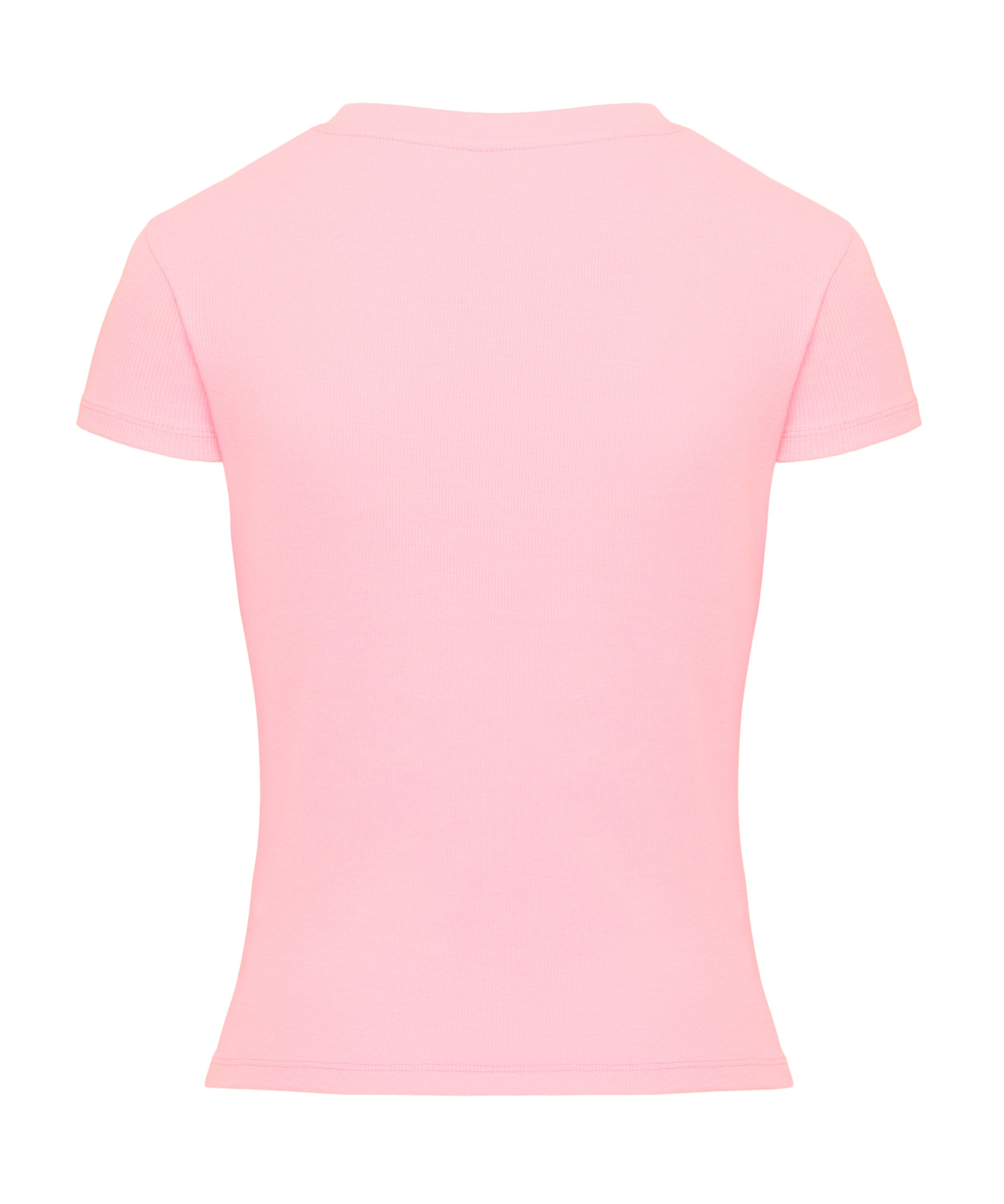 Kortärmad pyjamastopp Rib Crew Neck, Rosa, main