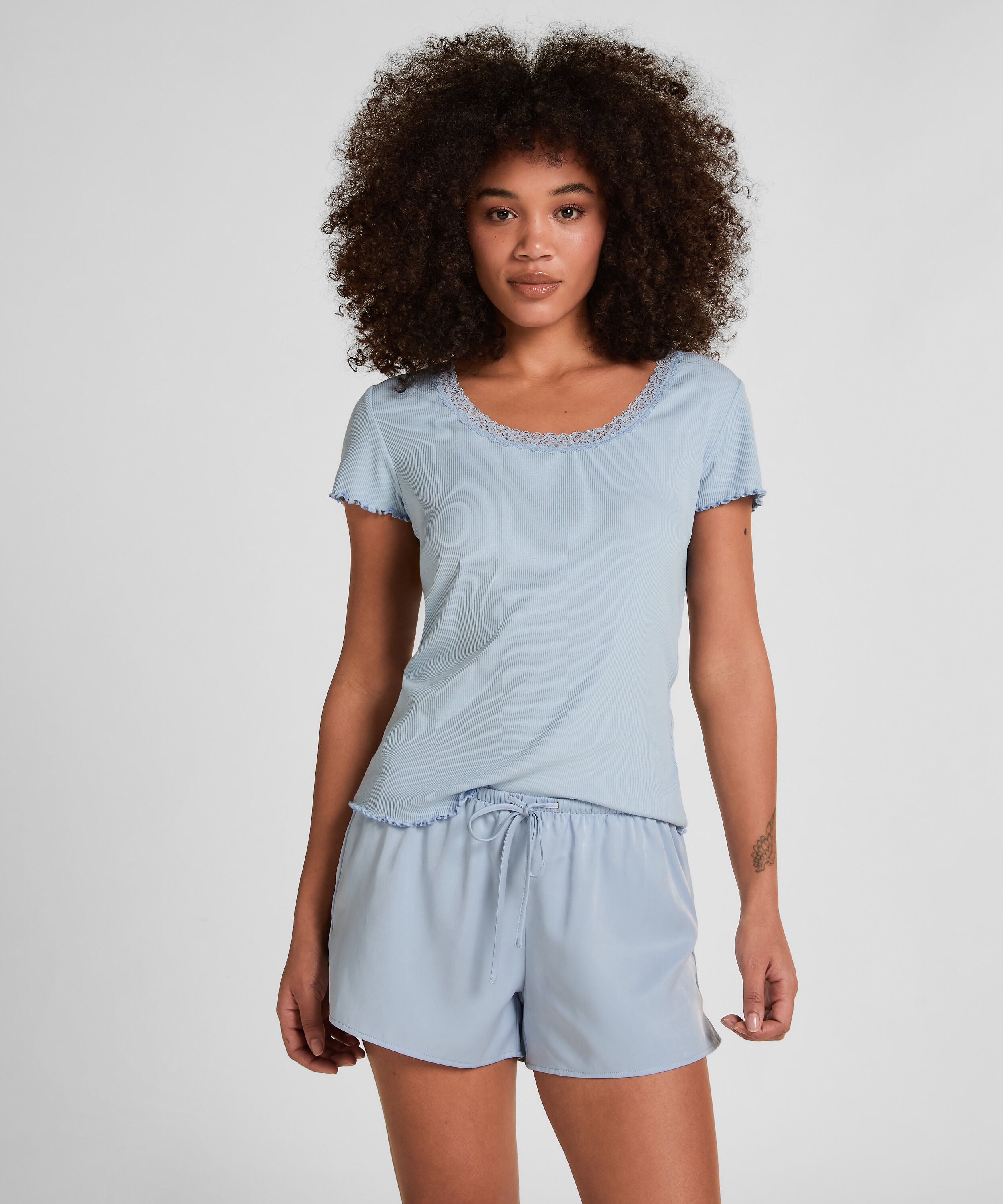 Pyjamas Topp Jersey Rib med Spets