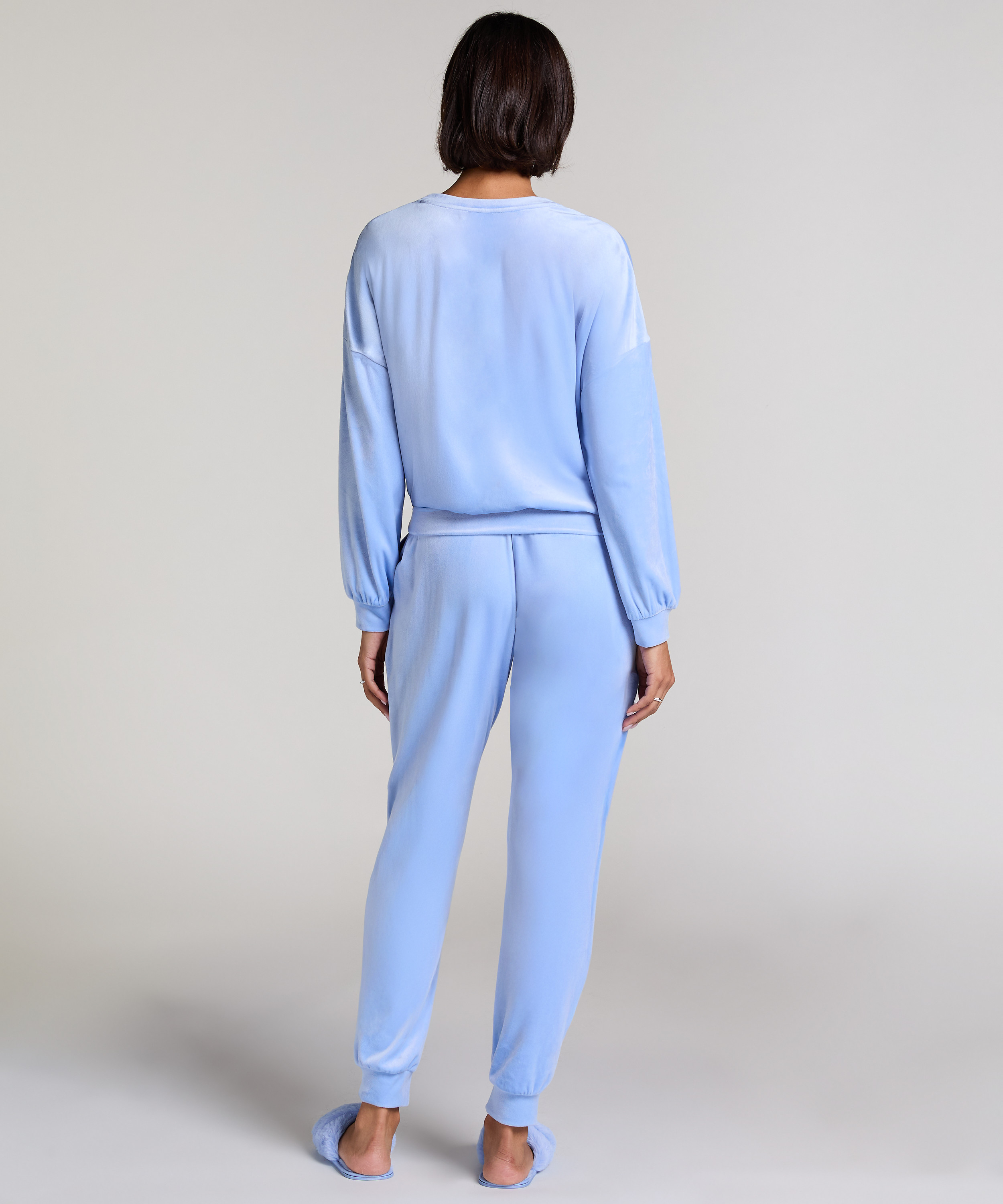 Joggingbyxor Velour, Bl&aring;, main