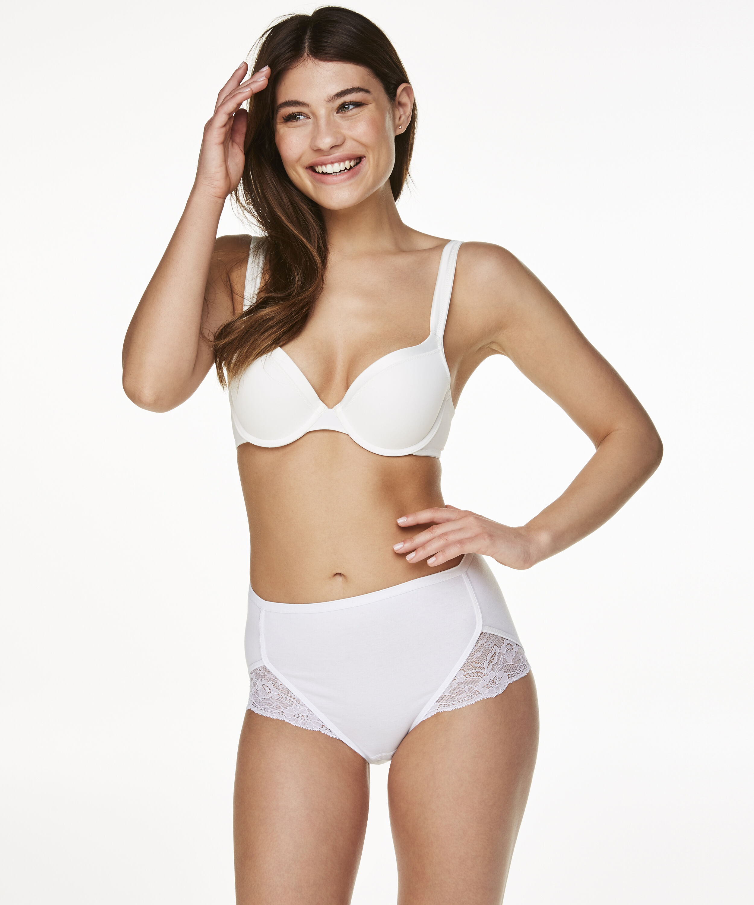 Superslip Lace Maxi bomull, Vit