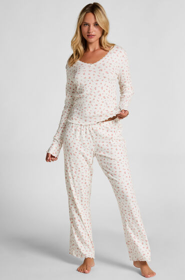 Hunkemöller Ribbstickade pyjamasbyxor Vit