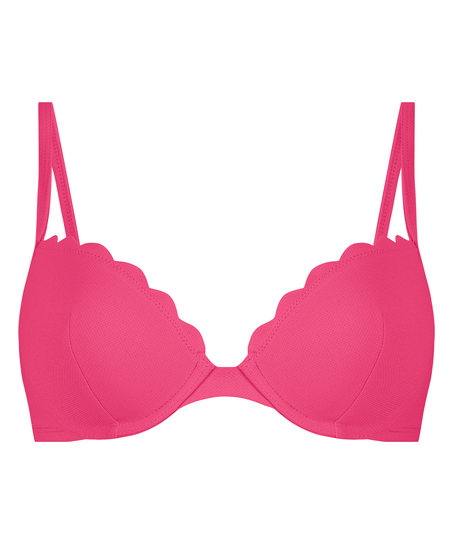 Scallop formpressad bikinitopp med bygel, Rosa