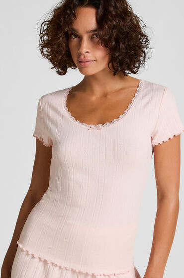 Hunkemöller Topp i pointelle med spets Rosa
