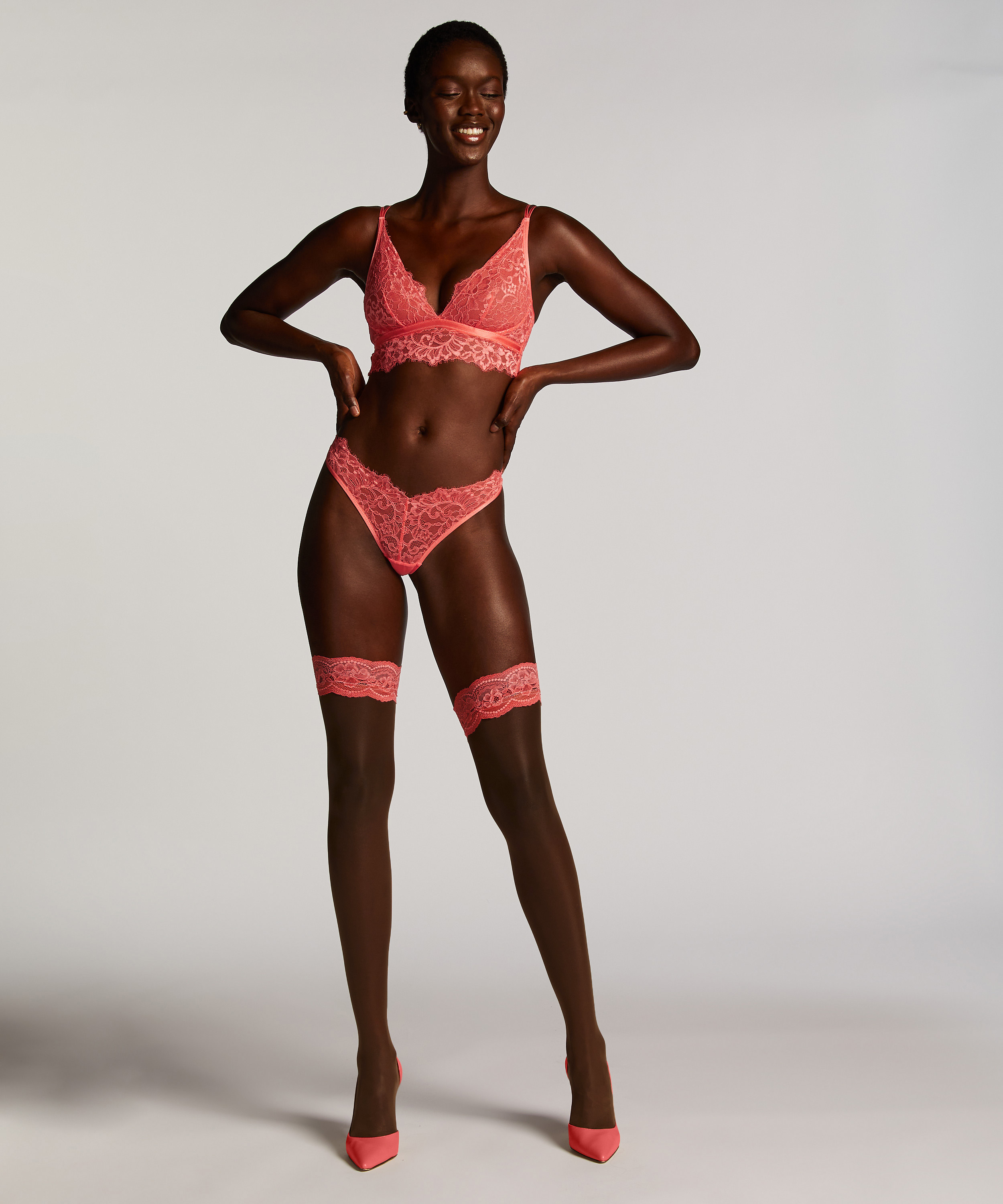 Stay-ups 15 Denier Spets, Rosa, main