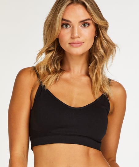 Bralette med remmar, Svart