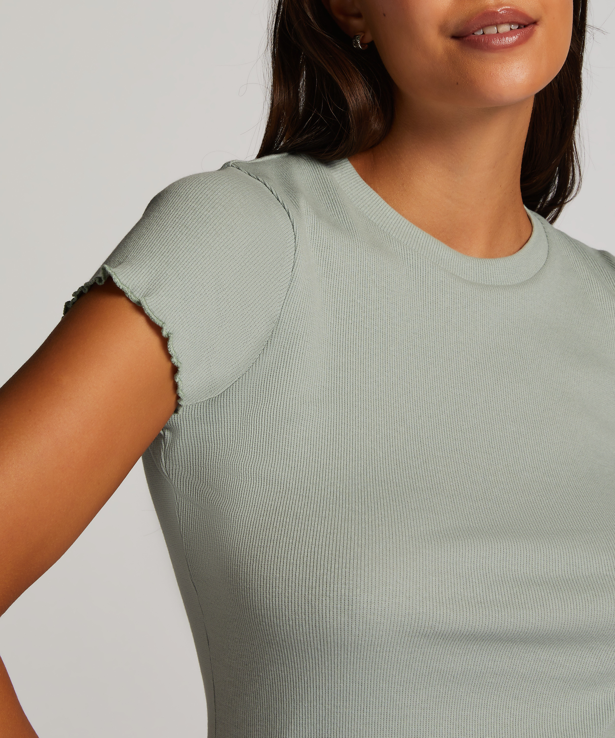 Kort&auml;rmad bomullsskjorta, Gr&ouml;n, main