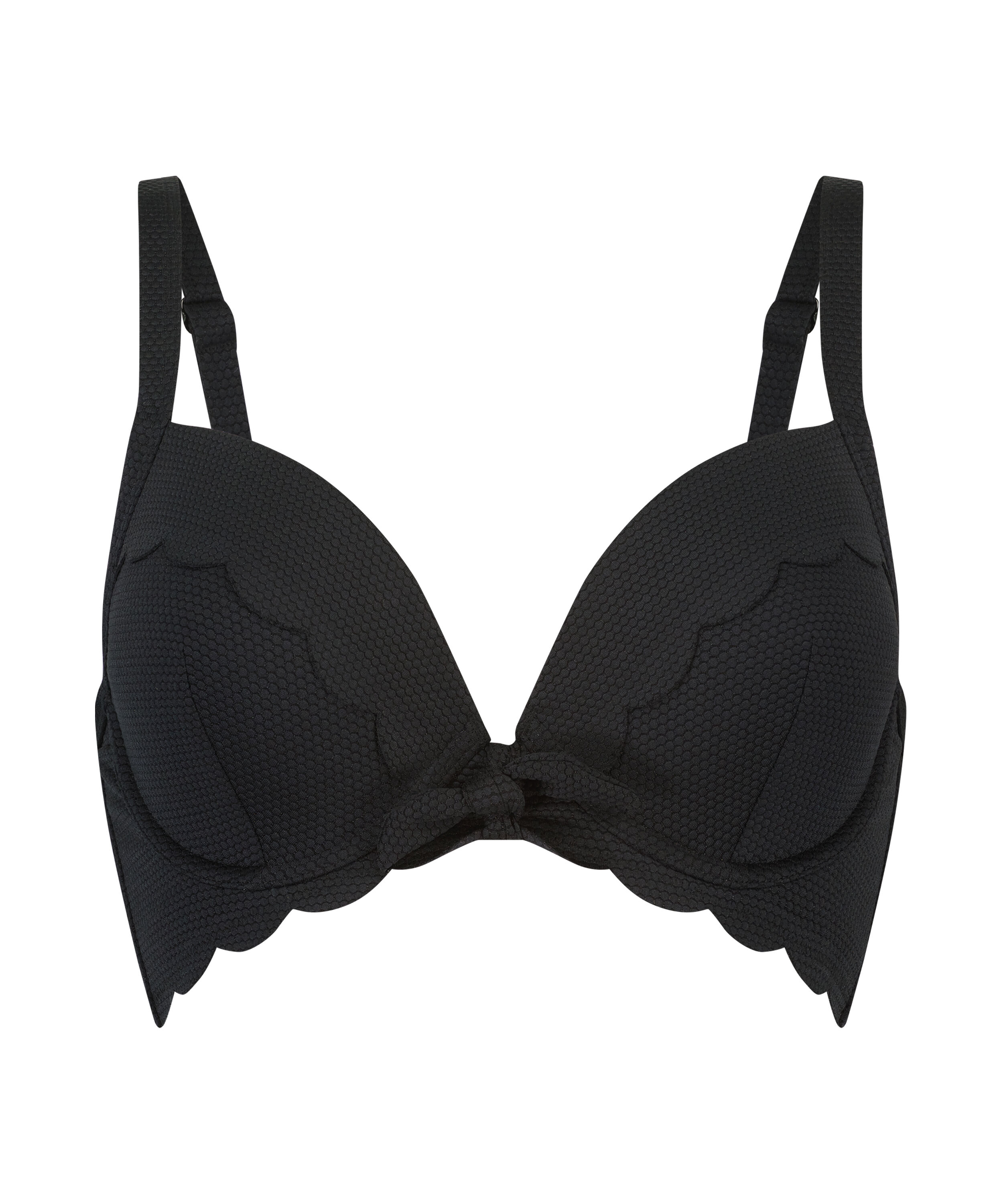 Scallop formpressad bikinitopp med bygel, Svart