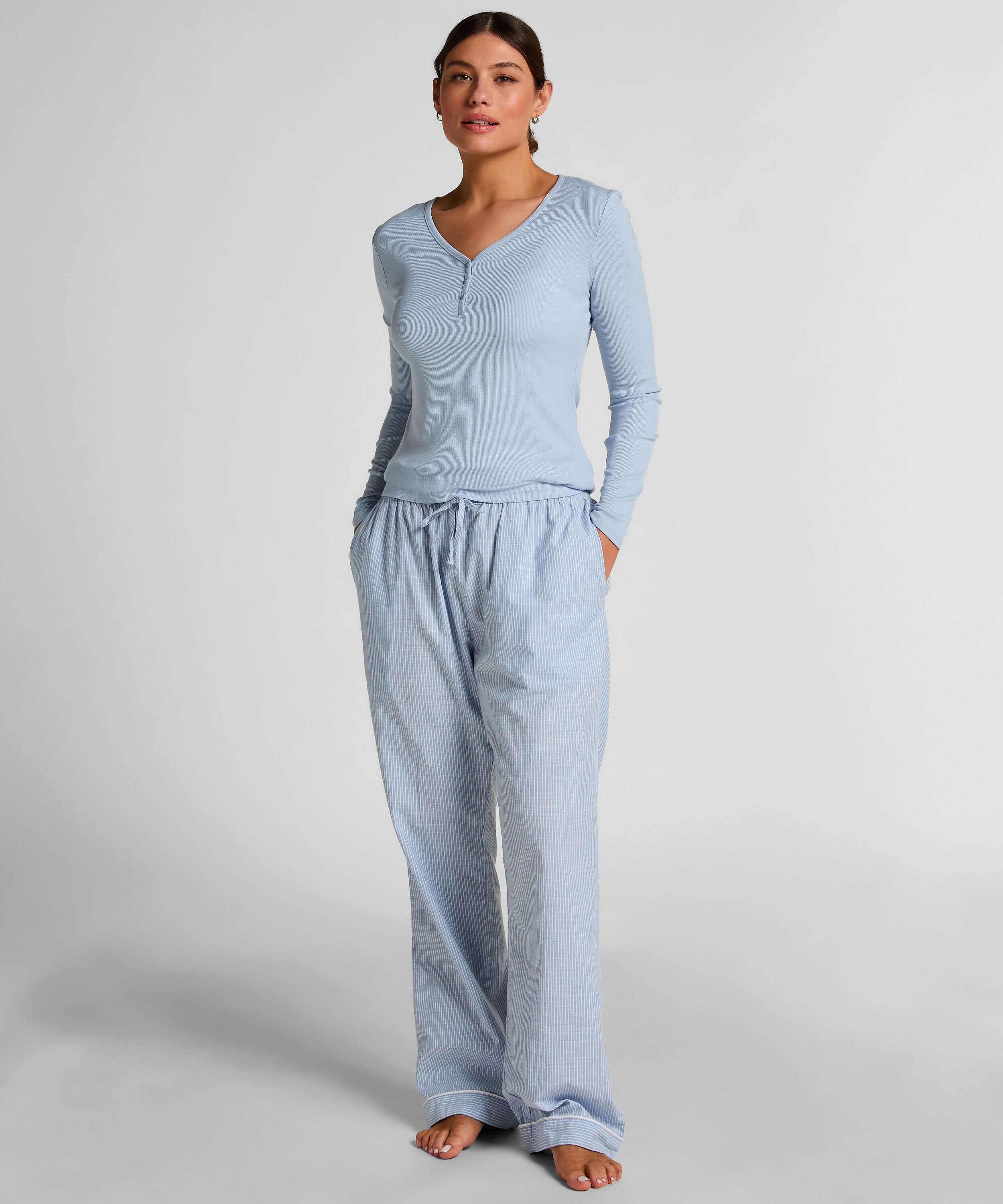Långärmad pyjamastopp Henley