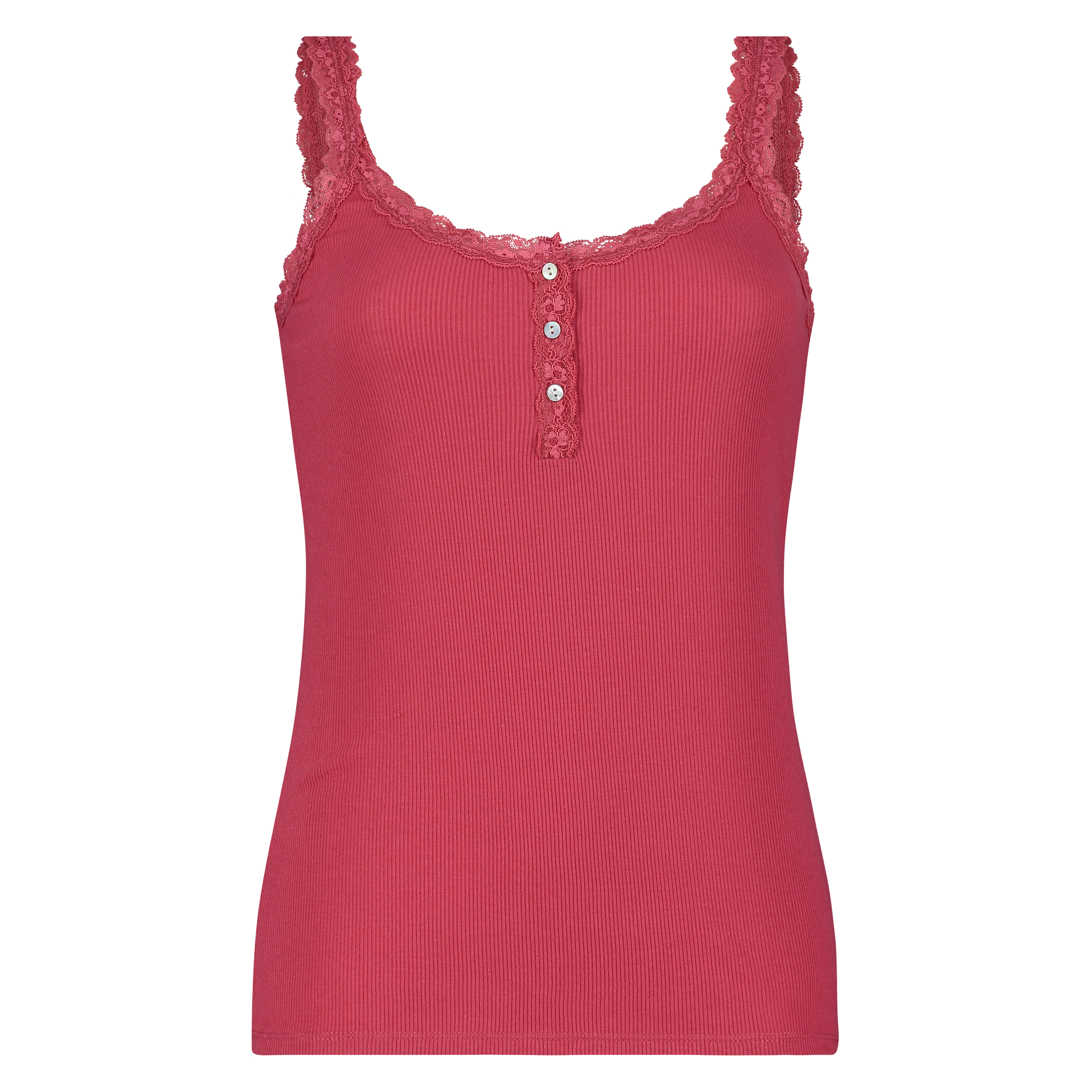 Singlet top cami rib lace, R&ouml;d, main